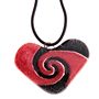 Heart Fused Glass Necklace - Red and Black