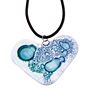 Heart Fused Glass Necklace - Blue Bubbles