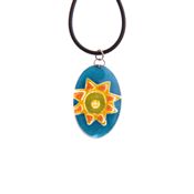 Oval Fused Glass Necklace - Sunshine
