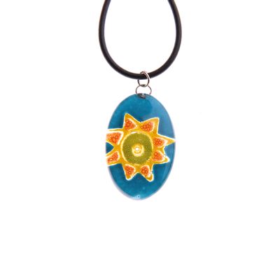 Fair Trade Oval Fused Glass Necklace - Sunshine » £8.50 - Fair Trade Product