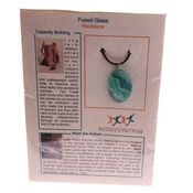 Carded Oval Fused Glass Necklace - Aqua