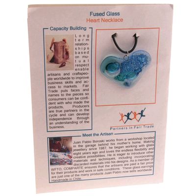 Fair Trade Carded Heart Fused Glass Necklace - Blue Bubbles » £9.99 - Fair Trade Valentines Day Gifts
