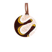 Round Fused Glass Necklace - Coffee Swirl