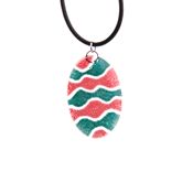 Fair Trade Oval Fused Glass Necklace - Red/Turquoise Waves » £8.50 - Fair Trade Jewellery