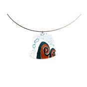 Fair Trade Trapezoid Fused Glass Pendant - Blue/Orange Swirl » £7.99 - Fair Trade Jewellery