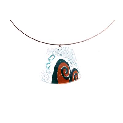Fair Trade Trapezoid Fused Glass Pendant - Blue/Orange Swirl » £7.99 - Fair Trade Jewellery