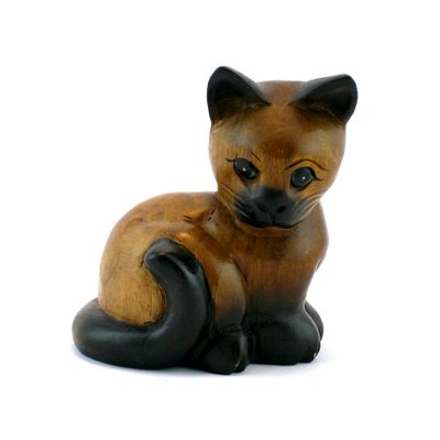Fair Trade Carved Wooden Sitting Cat » £7.99 - Fair Trade Wooden Carvings