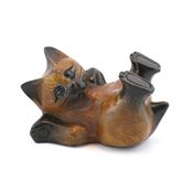 Carved Wooden Playful Cat