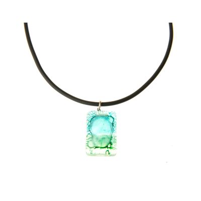 Fair Trade Small Rectangular Fused Glass Necklace - Blue and Green » £8.50 - Fair Trade Product