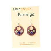 Fair Trade Round Enamel Copper Earrings - Purple Spots » £6.49 - Fair Trade Jewellery
