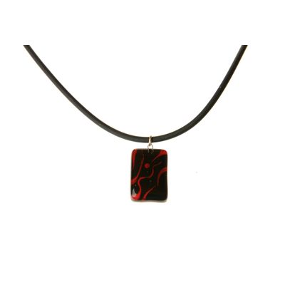Fair Trade Small Rectangular Fused Glass Necklace - Black and Red » £8.50 - Fair Trade Jewellery