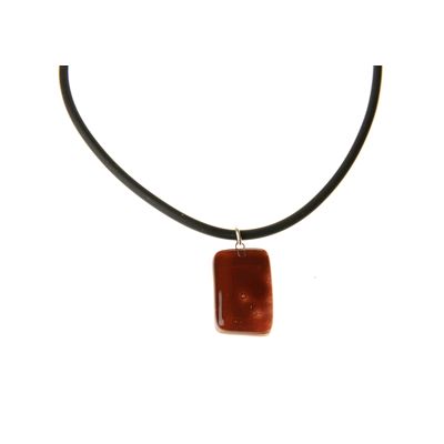 Fair Trade Small Rectangular Fused Glass Necklace - Brown » £8.50 - Fair Trade Jewellery