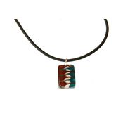 Fair Trade Small Rectangular Fused Glass Necklace - Brown / Turquoise » £8.50 - Fair Trade Jewellery