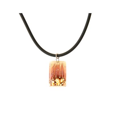 Fair Trade Small Rectangular Fused Glass Necklace - Brown Bubbles » £8.50 - Fair Trade Product