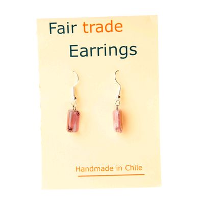Fair Trade Small Rectangular Fused Glass Earrings - Mauve » £5.49 - Fair Trade Jewellery