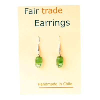 Fair Trade Small Rectangular Fused Glass Earrings - Green » £5.49 - Fair Trade Jewellery