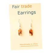 Small Rectangular Fused Glass Earrings - Brown