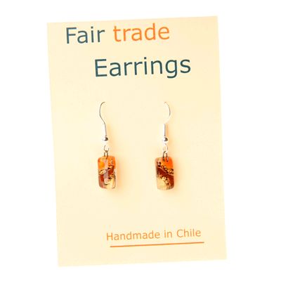 Fair Trade Small Rectangular Fused Glass Earrings - Brown » £5.49 - Fair Trade Jewellery