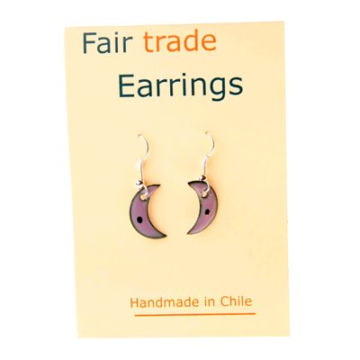 Fair Trade Small Half Moon Earrings - Mauve » £5.99 - Fair Trade Jewellery