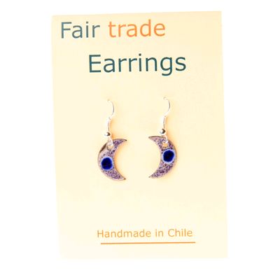 Fair Trade Small Half Moon Earrings - Purple » £5.99 - Fair Trade Jewellery