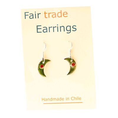 Fair Trade Small Half Moon Earrings - Green » £5.99 - Fair Trade Jewellery