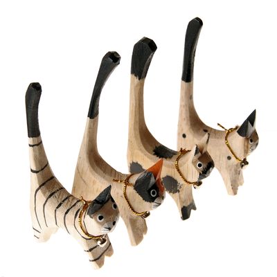 Fair Trade Natural Cat Ring Holder Set » £5.49 - Fair Trade Wooden Carvings