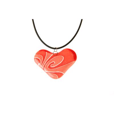 Fair Trade Heart Fused Glass Necklace - Pink Swirl » £8.99 - Fair Trade Jewellery