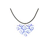 Heart Fused Glass Necklace - Blue Swirls