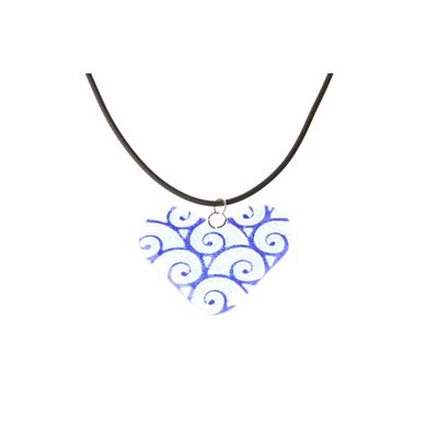 Fair Trade Heart Fused Glass Necklace - Blue Swirls » £8.99 - Fair Trade Product