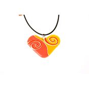 Fair Trade Heart Fused Glass Necklace - Orange Swirl » £8.99 - Fair Trade Jewellery