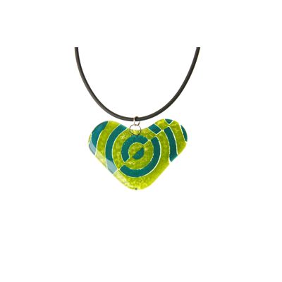 Fair Trade Heart Fused Glass Necklace - Lime/Jade » £8.99 - Fair Trade Jewellery