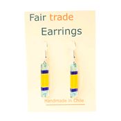 Fair Trade Large Rectangular Fused Glass Earrings - Blue Stripe » £5.99 - Fair Trade Jewellery