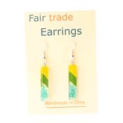 Fair Trade Large Rectangular Fused Glass Earrings - Green Stripe » £5.99 - Fair Trade Jewellery