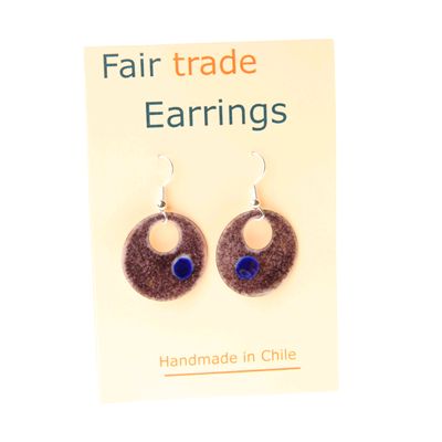 Fair Trade Round Enamel Copper Earrings - Purple  » £6.49 - Fair Trade Jewellery
